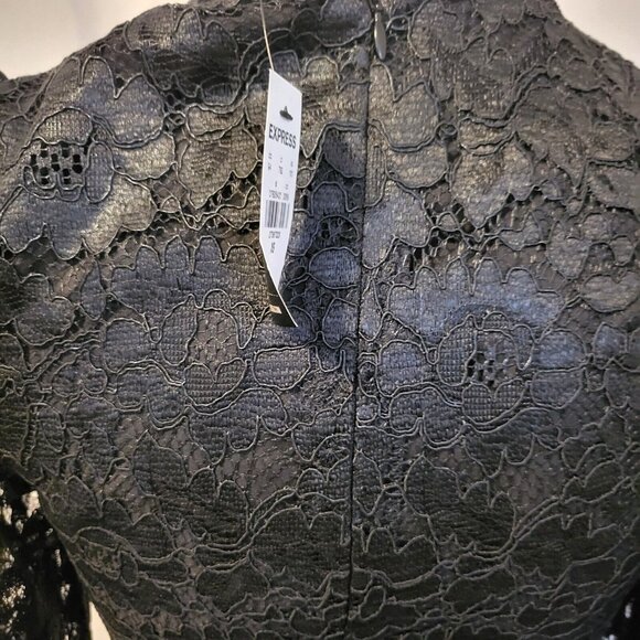 Express Lace Dress, Black, Size Extra Small, Long Sleeve, Knee Length, NWT - Picture 7 of 7